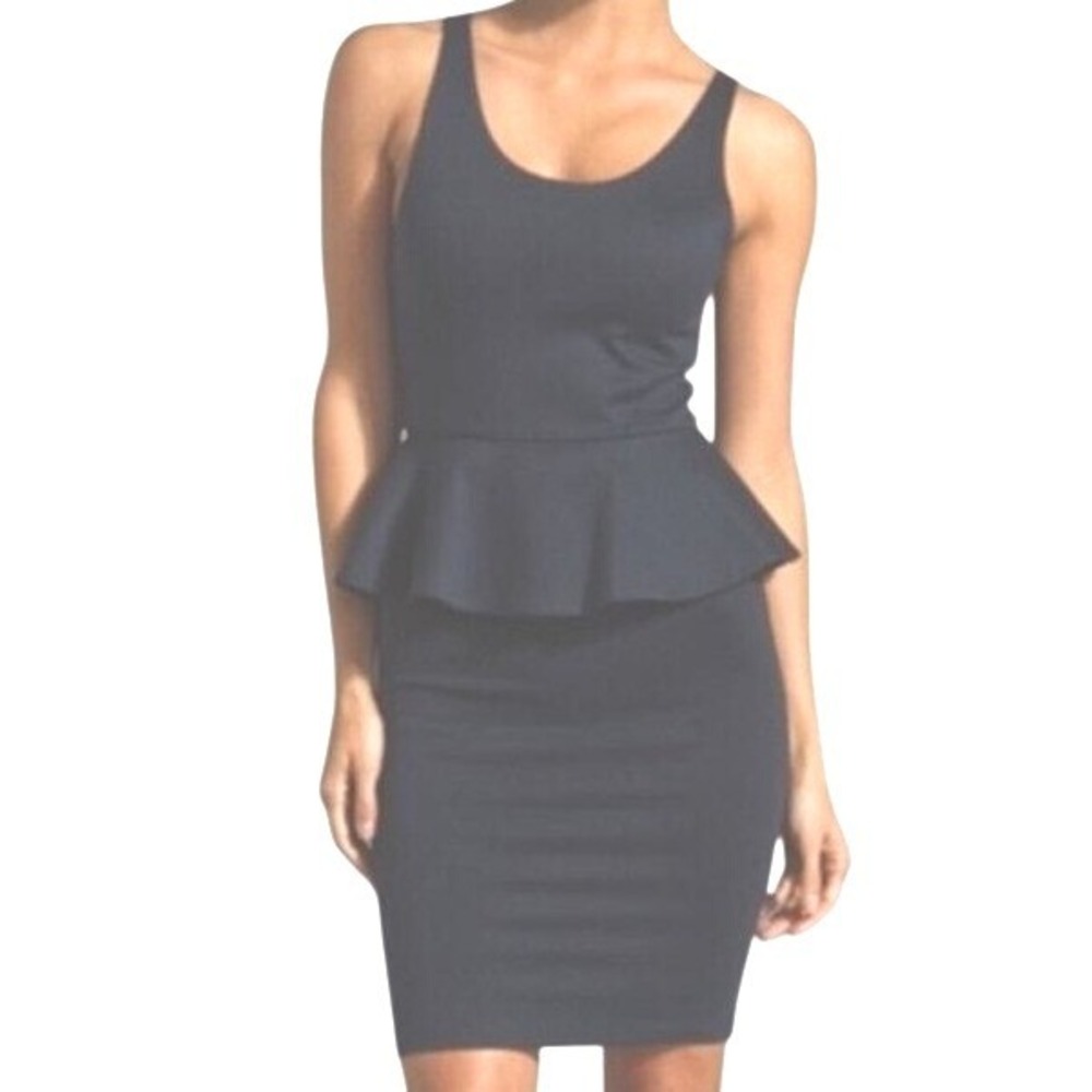 Alice +‎ Olivia Employed Peplum Mini Dress 2 Navy Blue Sheath Sleeveless Fitted